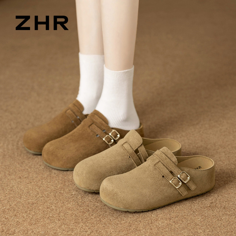 13749004.【ZHR则则】勃肯拖鞋圆头套脚内增高女鞋[羊京绒]