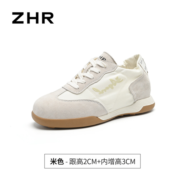 13748980.【ZHR则则】内增高阿甘鞋圆头系带内增高女鞋[头层猪皮+雨伞布]