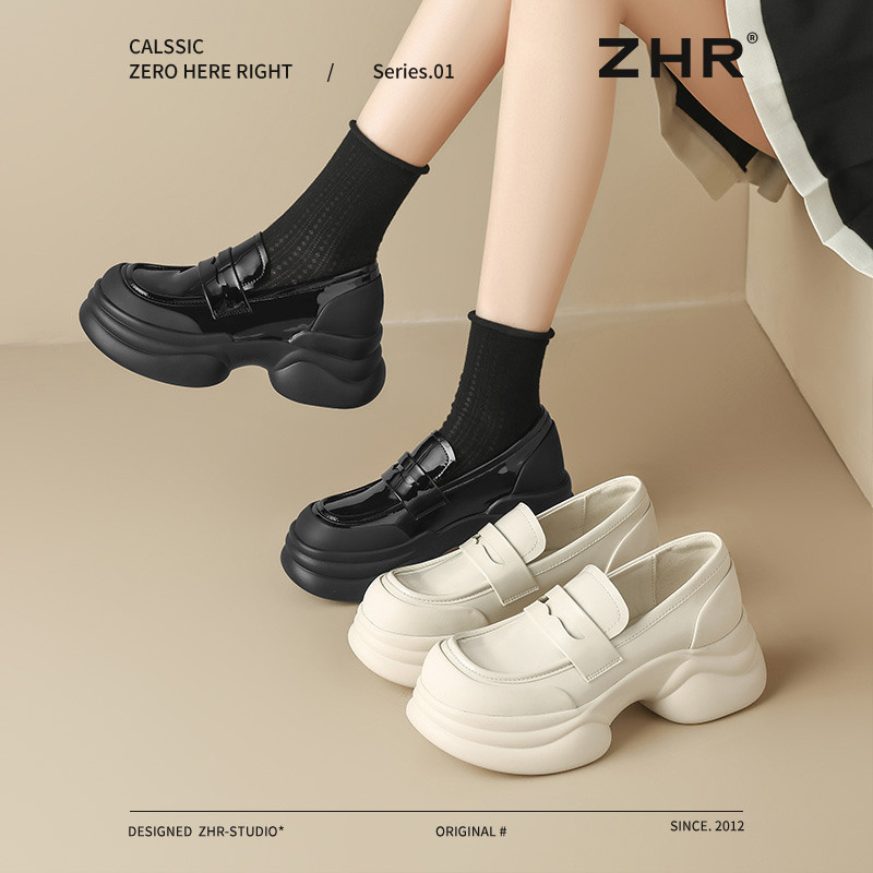 13748902.【ZHR则则】厚底乐福鞋圆头系带厚底女鞋[PU]
