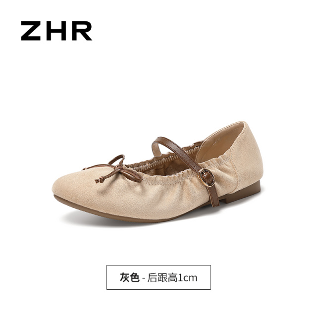 13748990.【ZHR则则】平底玛丽珍鞋圆头搭扣平底女鞋[羊皮软垫]