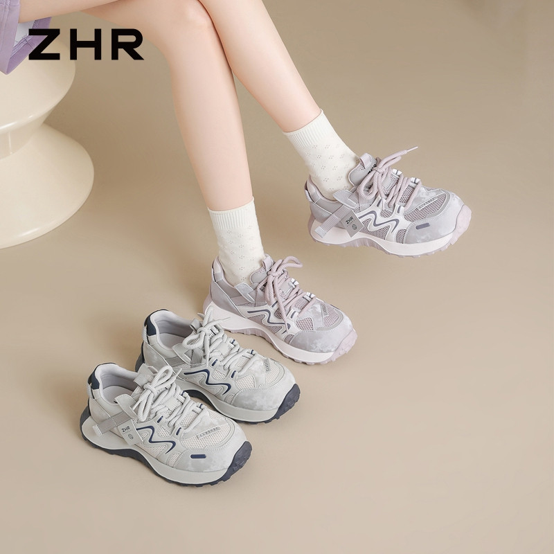 13748974.【ZHR则则】老爹鞋圆头系带厚底女鞋[猪皮软垫]