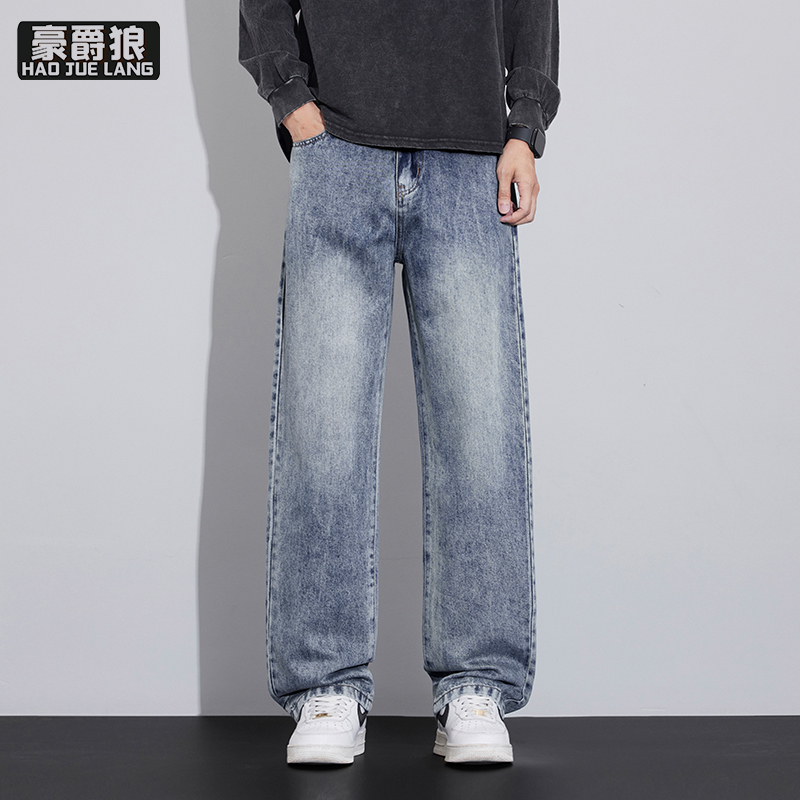13750958.牛仔裤男士春秋款复古男裤美式潮牌高级感宽松直筒长裤子