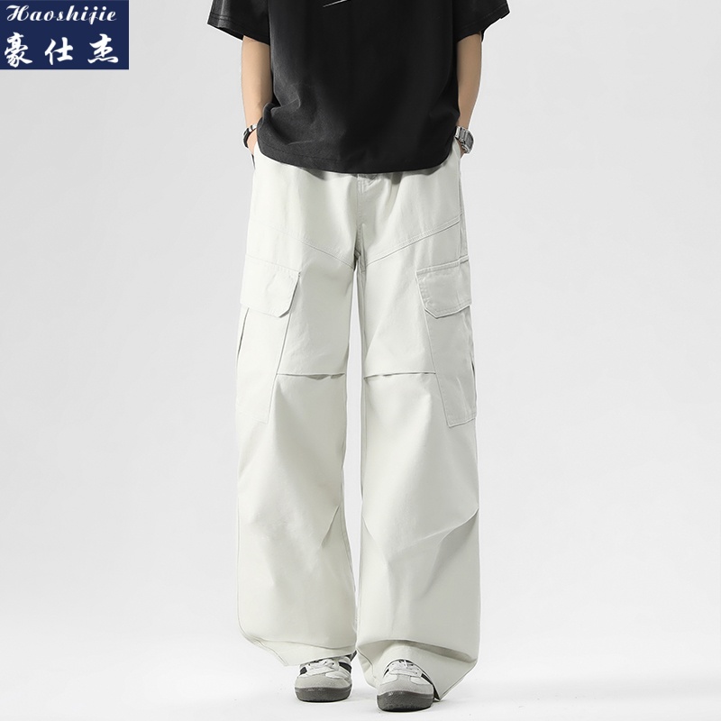 13749217.《凉感轻薄》夏季工装裤男美式潮牌宽松痞帅多口袋潮流伞兵裤
