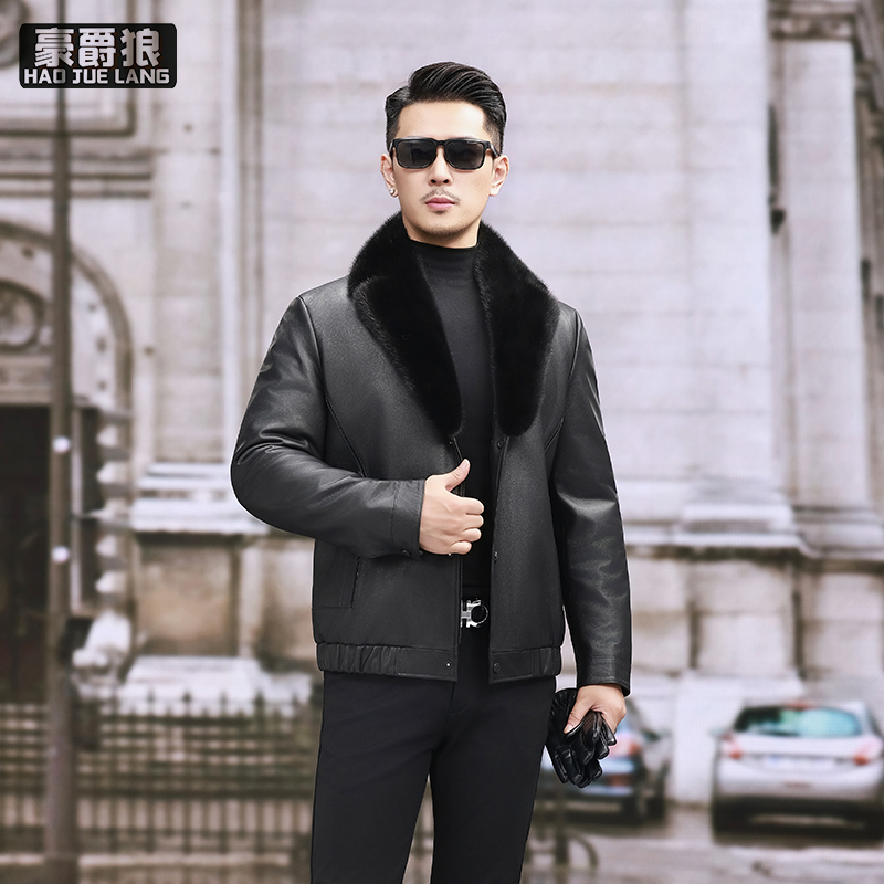 13750284.冬季加厚真皮草皮衣男绵羊皮外套厚爸爸头层绵羊皮夹克外套