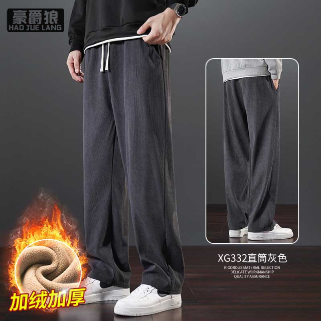 13750968.冬季新款加绒加厚保暖男式休闲裤时尚潮流休闲日常百搭灯芯绒长裤子