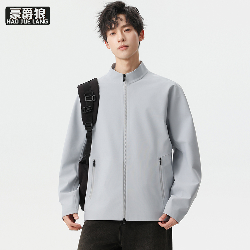 13750956.男士户外休闲立领夹克舒适秋季新款防污防风易打理软壳外套男