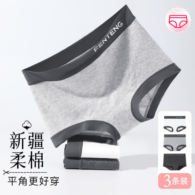 13779850.芬腾【二合一小平角 加长裆】3条装新疆棉柔软舒适包臀女士内裤女