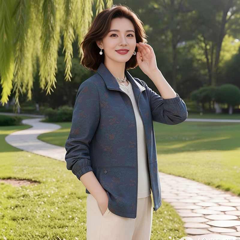 13756448.洋气妈妈气质显年轻夹克外套春秋开衫上衣JXM82408