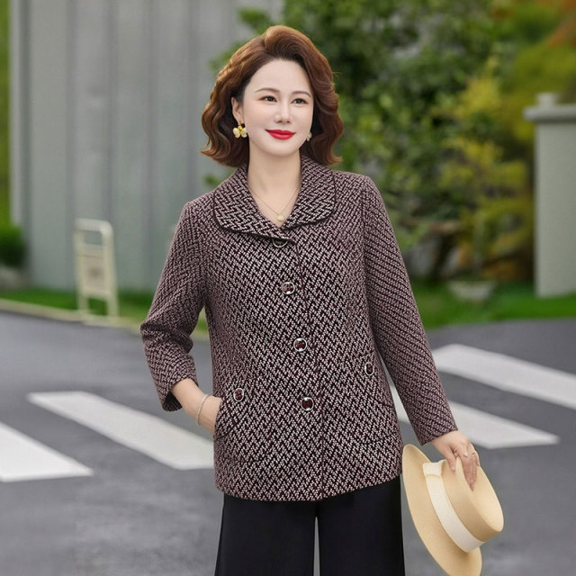 13756450.妈妈装翻领撞色时尚毛呢外套J3JDY3011
