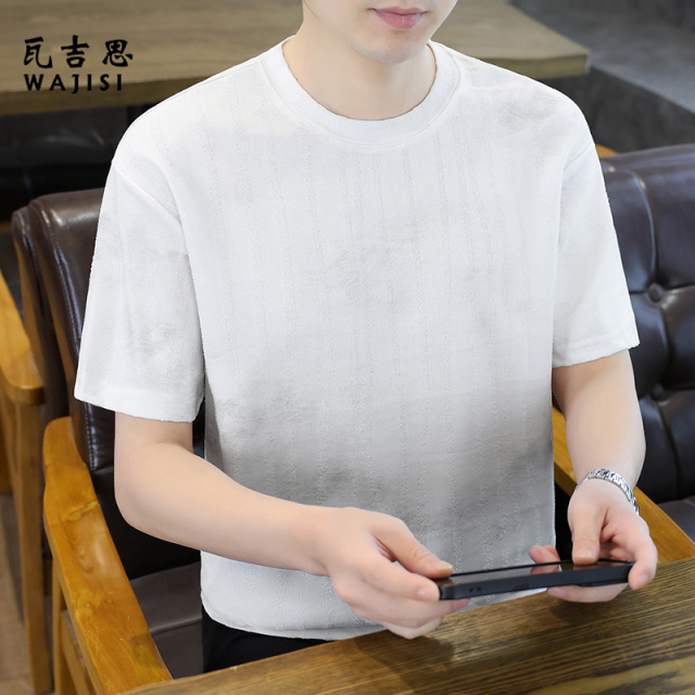13754395.美式扎染t恤男士短袖透气吸汗上衣夏季新款圆领潮流印花半袖体恤