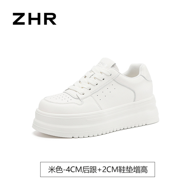 13754864.【ZHR则则】厚底小白鞋圆头系带纯色女鞋[超纤]