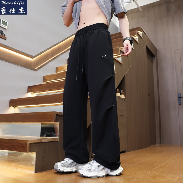 13754372.《休闲舒适》夏季新款美式凉感休闲裤男时尚透气青少年阔腿长裤