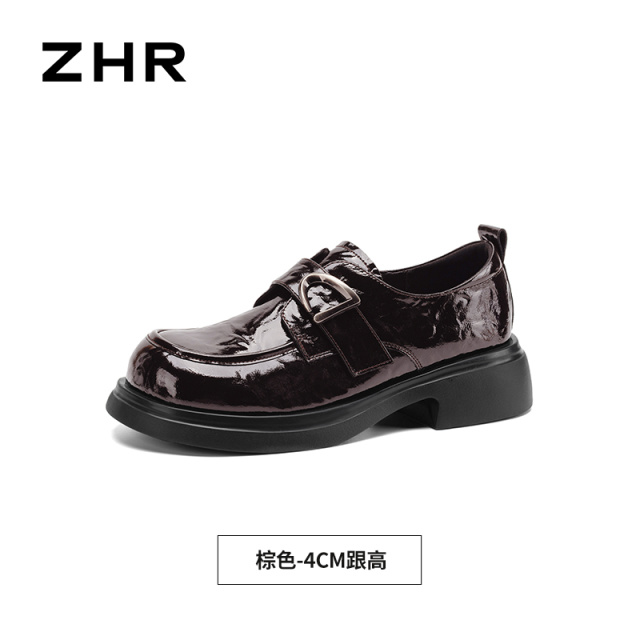 13754868.【ZHR则则】深口单鞋圆头系带厚底女鞋[猪皮软垫]