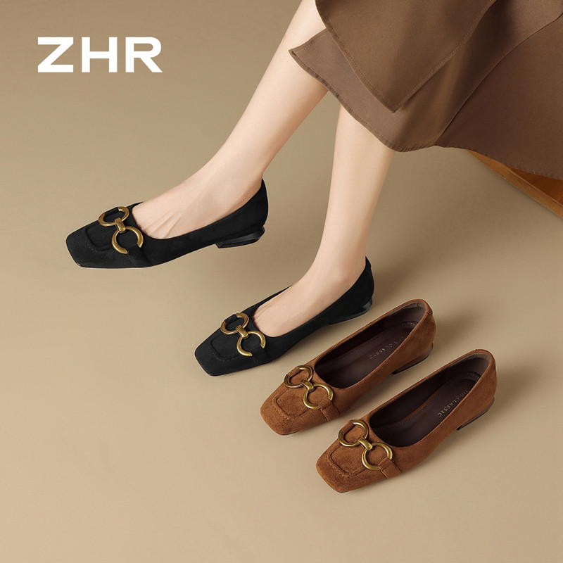 13754855.【ZHR则则】平底浅口圆头套脚平底女鞋[羊京绒]
