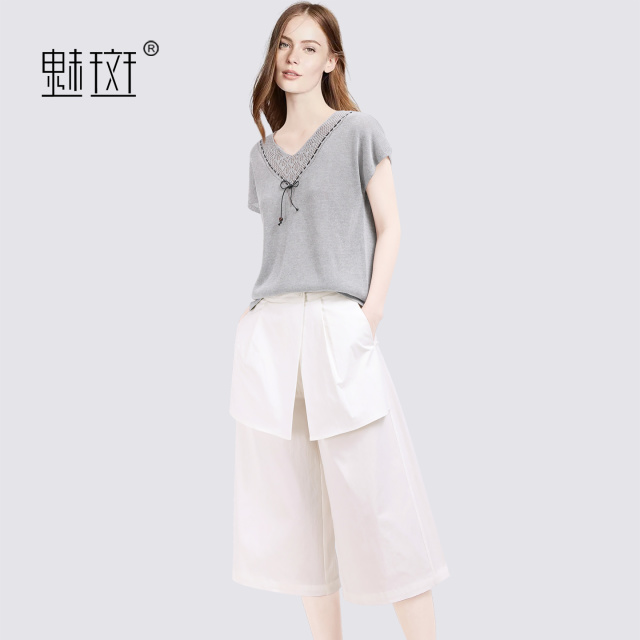 13756118.魅斑T恤阔腿裤两件套