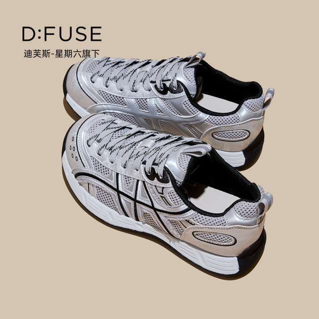 13756761.墨斯本D:Fuse/迪芙斯网面德训老爹鞋新款潮流时尚舒适轻便透气运动休闲女鞋星期六集团DFE111302I
