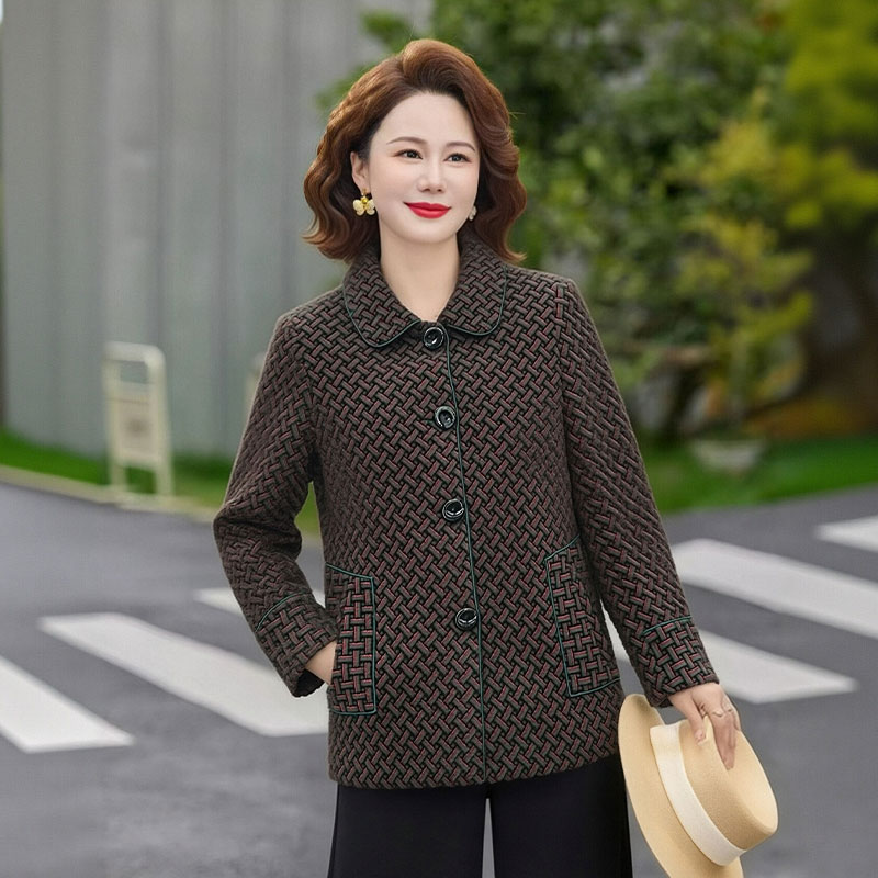 13756494.妈妈装翻领撞色厚仿水貂高级感外套J3JDY2873