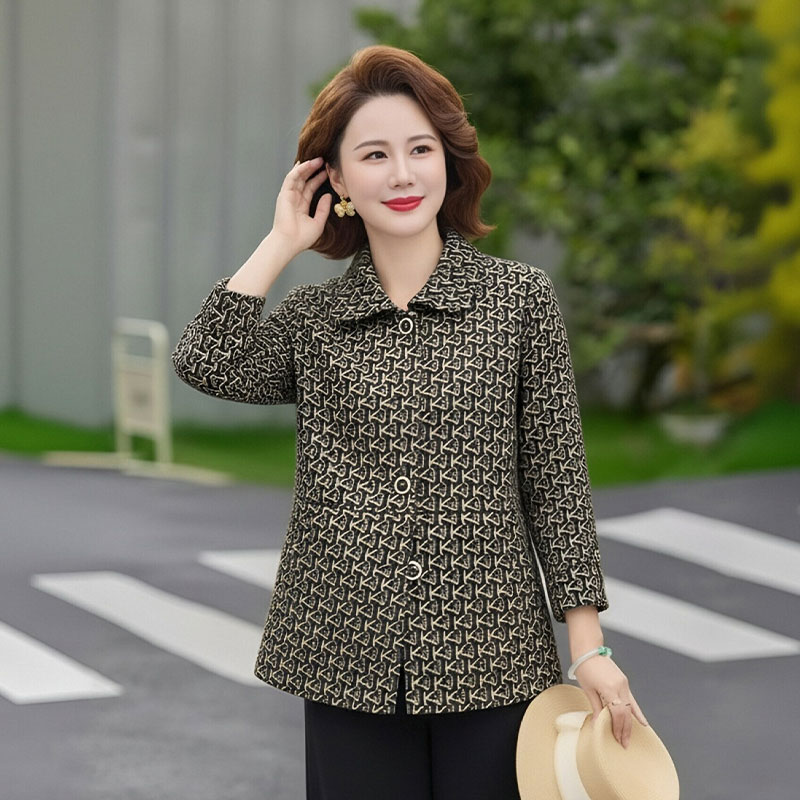 13756493.妈妈装翻领撞色时尚毛呢外套J3JDY3008