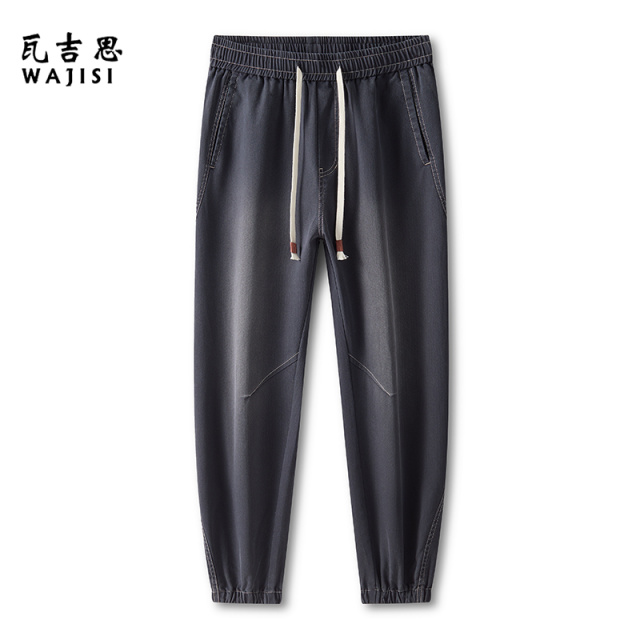 13754442.春夏新品仿牛星空纹洗水喷马骝束脚裤男宽松舒适百搭休闲裤