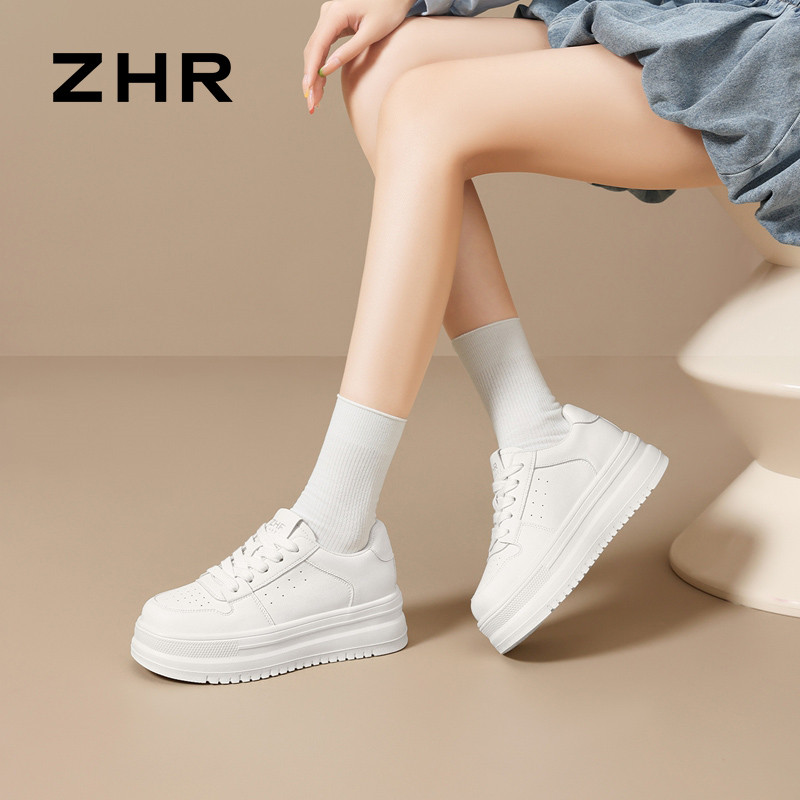 13754864.【ZHR则则】厚底小白鞋圆头系带纯色女鞋[超纤]