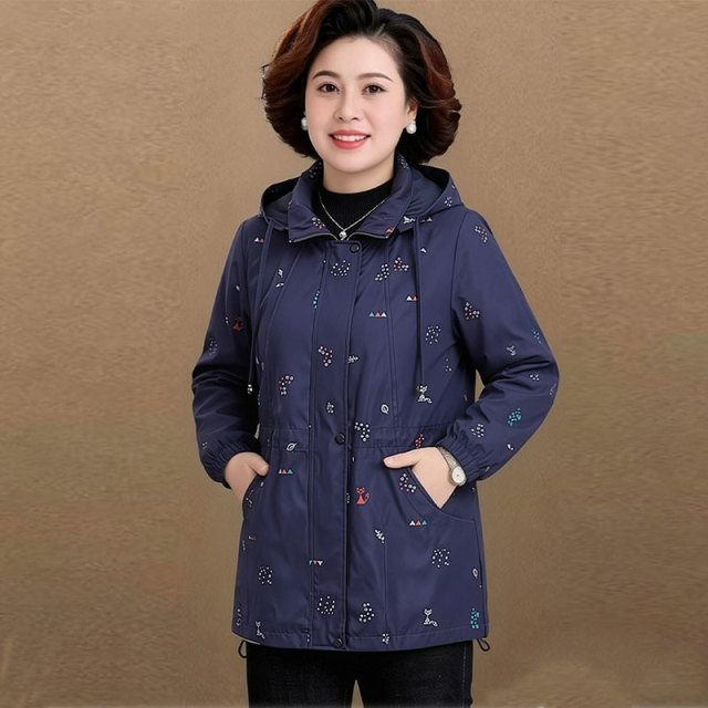 13756473.妈妈装帽子可拆撞色休闲风衣外套J3XW26894