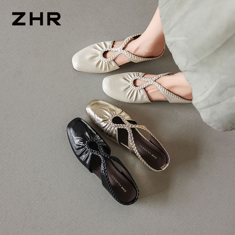 13754854.【ZHR则则】穆勒拖鞋方头套脚内增高女鞋[PU]