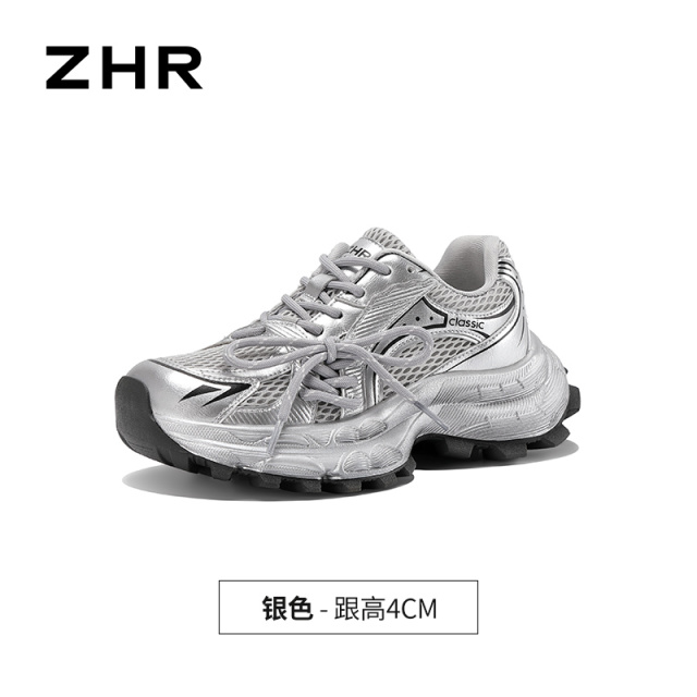 13754850.【ZHR则则】老爹鞋圆头系带厚底女鞋[超纤+网布]