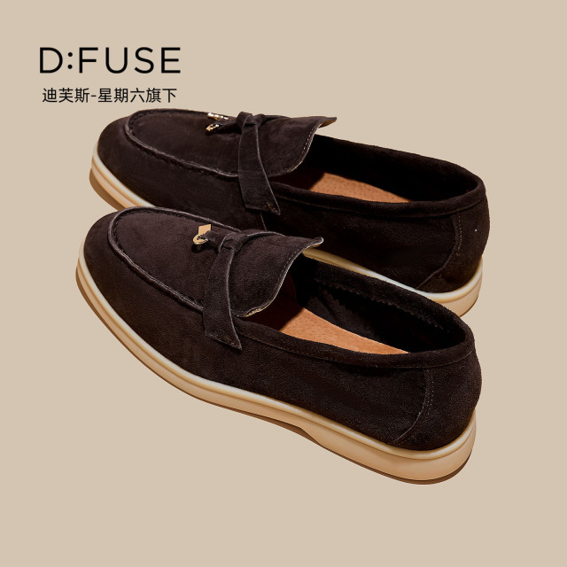 13756756.墨斯本D:Fuse/迪芙斯头层猪皮一脚蹬板鞋新款潮流时尚舒适轻便透气休闲女鞋星期六集团DFE111298J
