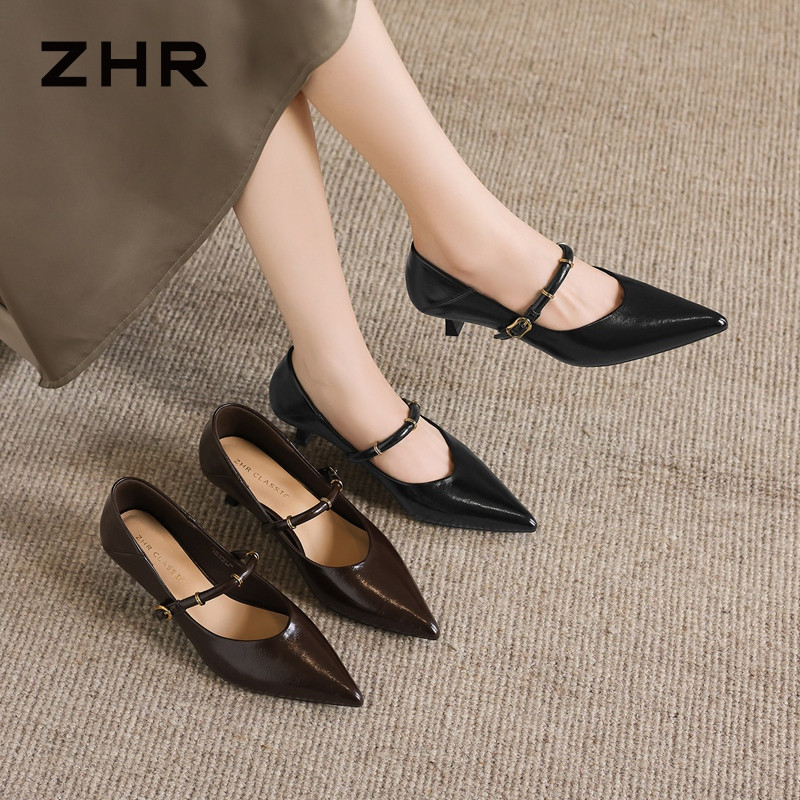 13754872.【ZHR则则】高跟单鞋尖头套脚细跟女鞋[猪皮软垫]