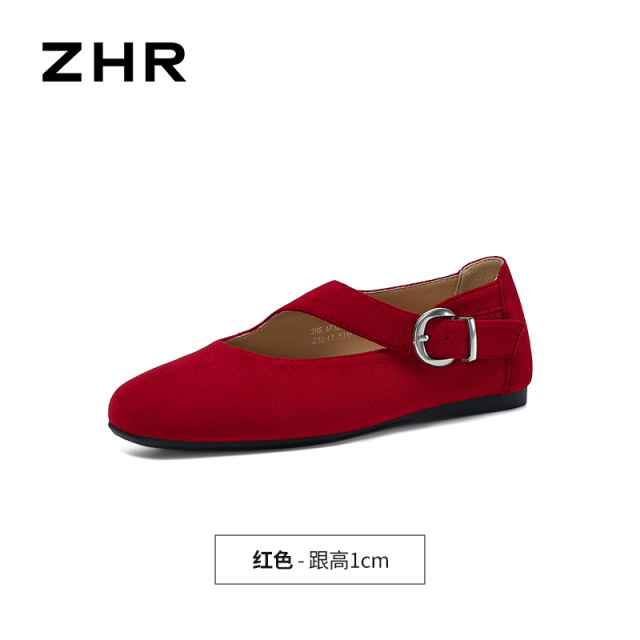 13754856.【ZHR则则】平底玛丽珍鞋圆头搭扣平底女鞋[羊京绒]