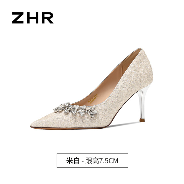 13754876.【ZHR则则】高跟单鞋尖头套脚细跟女鞋[格利特（基底布是布料）]