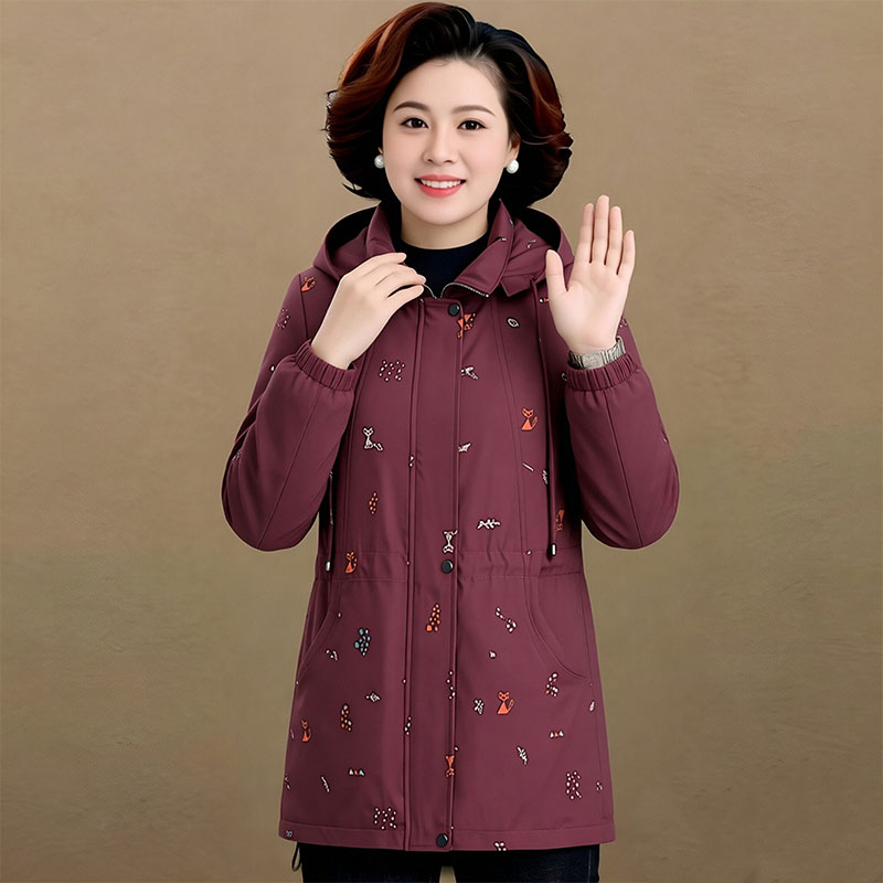 13756473.妈妈装帽子可拆撞色休闲风衣外套J3XW26894