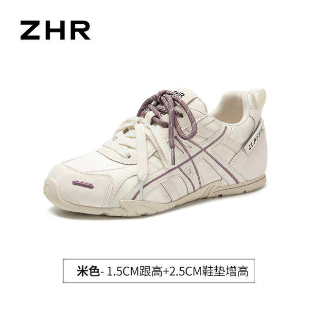 13754859.【ZHR则则】内增高阿甘鞋圆头系带女鞋[猪皮软垫]
