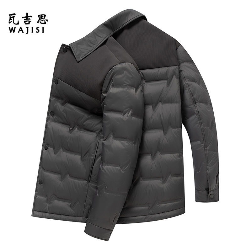 13754458.冬季款85%绒衬衫领男士轻薄羽绒服青年翻领时尚休闲短款夹克