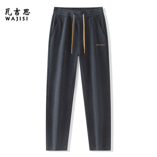13754483.秋冬新款男士休闲裤冬季博奥绒长裤高端男款百搭直筒宽松青年裤子男