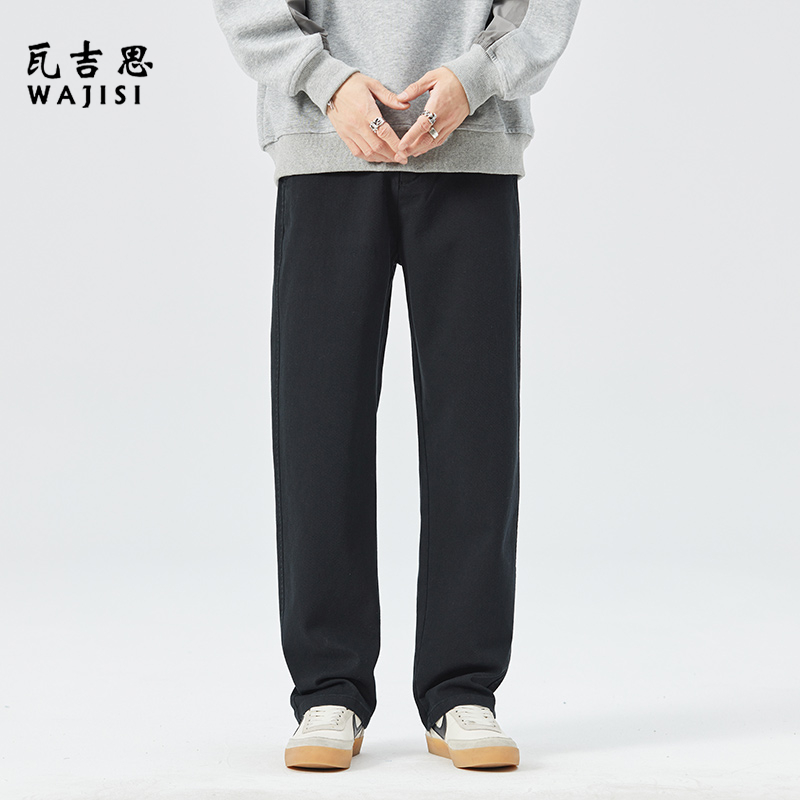 13754490.美式天丝牛仔裤男春秋直筒裤子男时尚夏季新款宽松阔腿薄款休闲裤