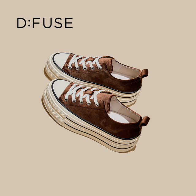 13756750.墨斯本D:Fuse/迪芙斯简约纯色板鞋新款潮流时尚百搭舒适轻便透气休闲女鞋星期六集团DFE111286J
