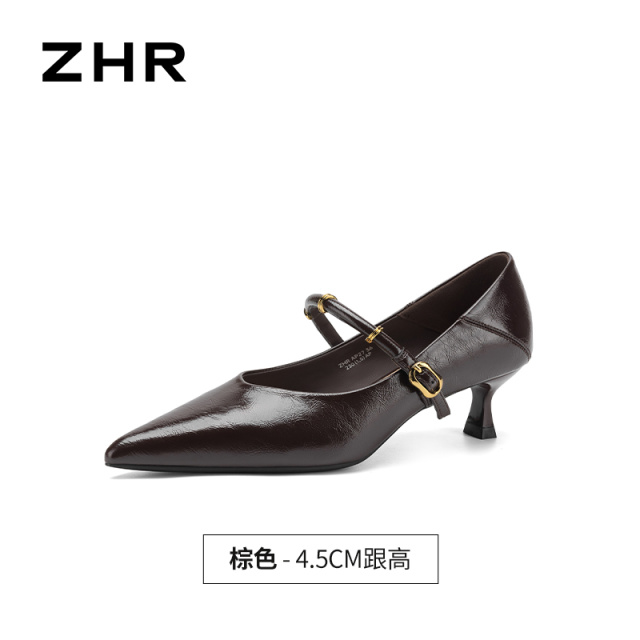 13754872.【ZHR则则】高跟单鞋尖头套脚细跟女鞋[猪皮软垫]