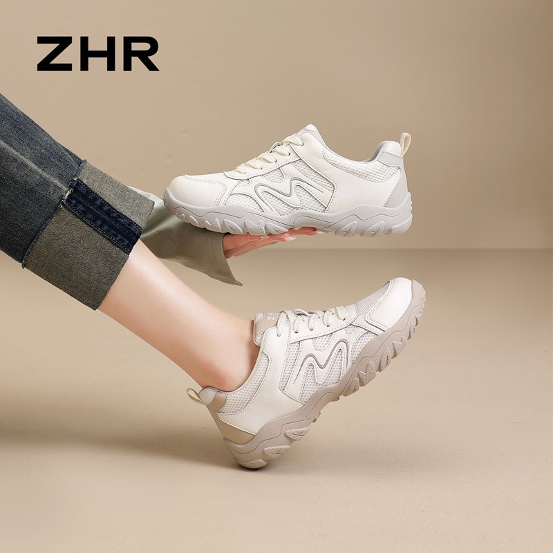 13754869.【ZHR则则】阿甘鞋圆头系带厚底女鞋[牛剖层移膜革+网布]