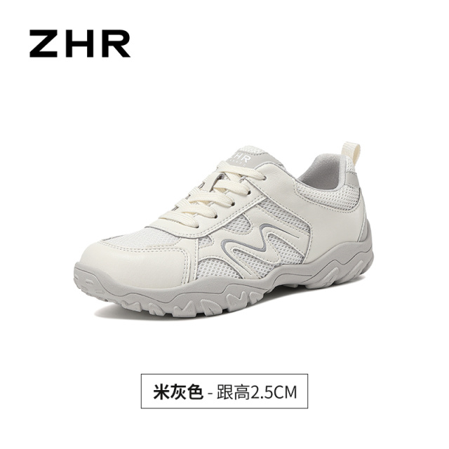 13754869.【ZHR则则】阿甘鞋圆头系带厚底女鞋[牛剖层移膜革+网布]