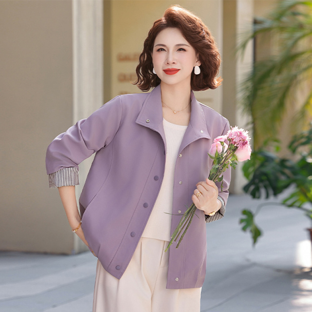 13773626.优雅女士外套气质时尚妈妈宽松减龄夹克JMJL8063