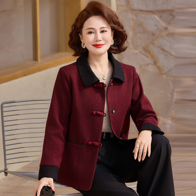13773606.中年妈妈外套端庄大气春秋季翻领上衣JJCFH9008