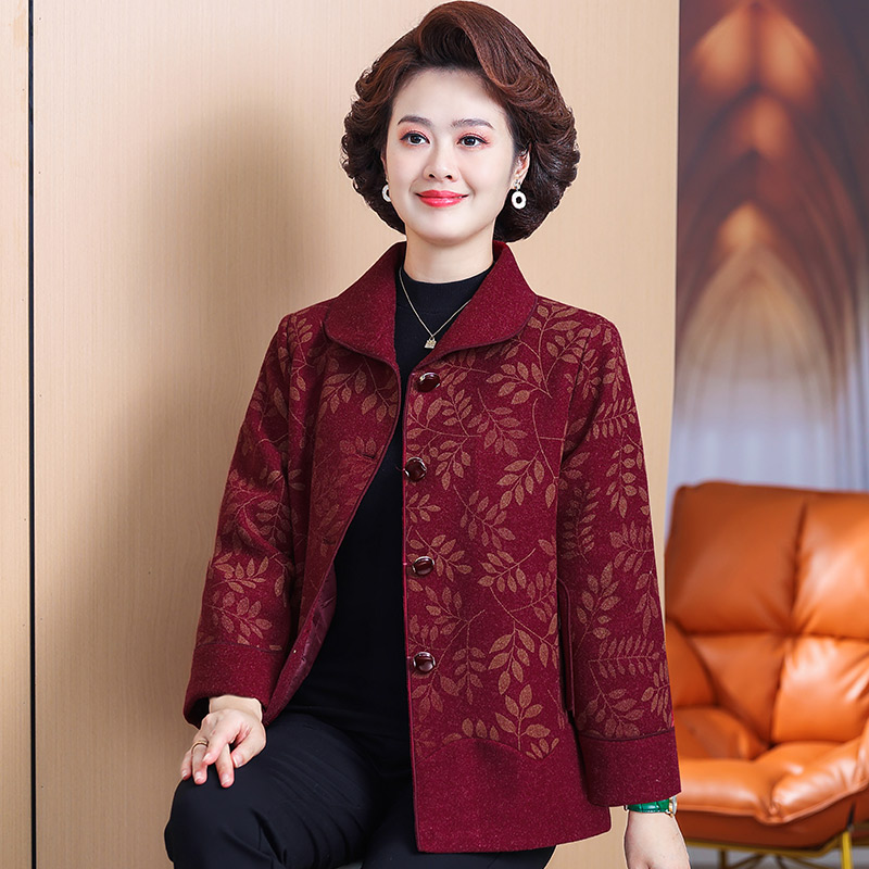 13775007.杰恩彩妈妈装春季花色呢子外套8853
