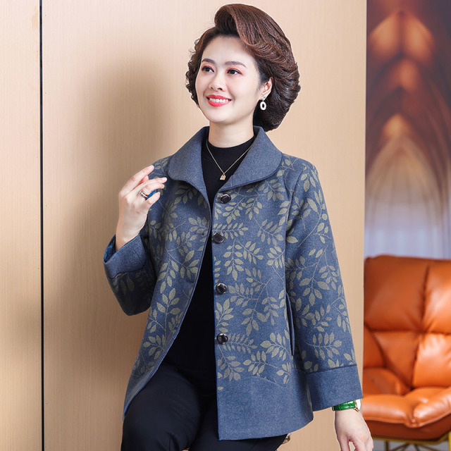 13775007.杰恩彩妈妈装春季花色呢子外套8853