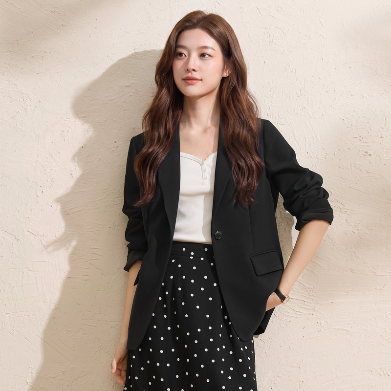 13776423.三彩若潮大码女装2026秋季新款西装外套通勤宽松藏肉领结微胖MM