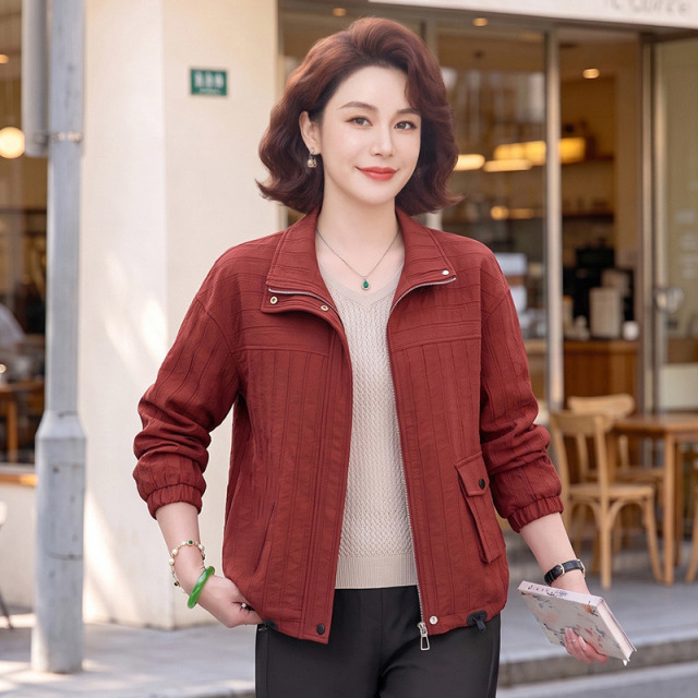 13782594.妈妈装翻领时尚休闲夹克外套J8HY2632