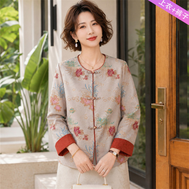 13782535.妈妈装中式国风花色高级感时尚外套J8H957