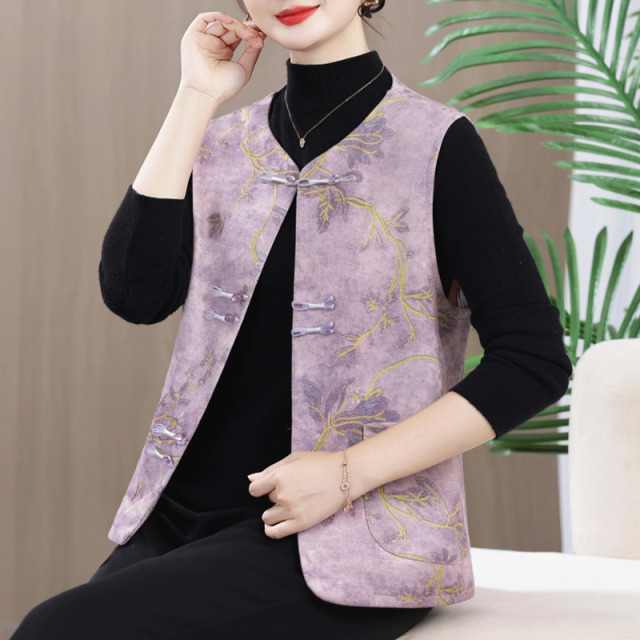 13782623.妈妈装中式国风印花复古时尚马甲J8HFR528