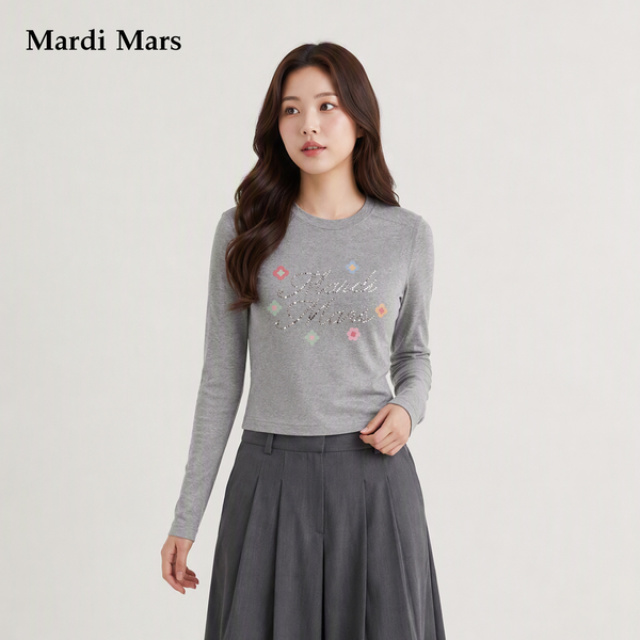 13782763.Mardi.Mars潮牌女士莱赛尔圆领长袖打底衫柔软亲肤显瘦内搭上衣