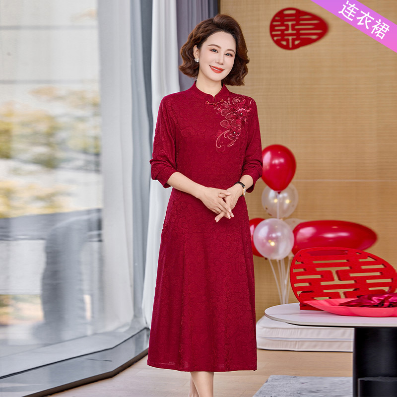 13782622.妈妈装中式国风喜庆婚宴高级感连衣裙J8HRK8957